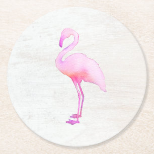 Dessous-de-verre Rond En Papier Plaque de papier pour Flamant rose d'aquarelle ros