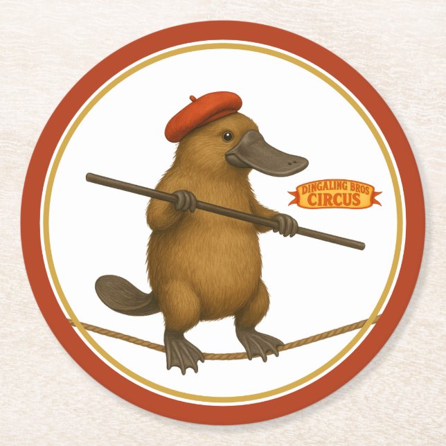 Dessous-de-verre Rond En Papier Platypus on a tightrope (Devant)