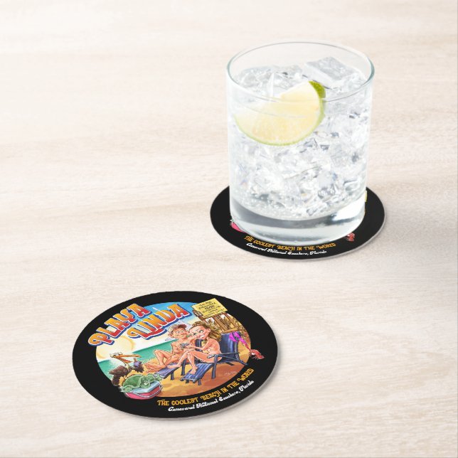 Dessous-de-verre Rond En Papier PlayaLinda Beach Paper Coaster (En situation)