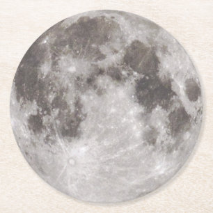 Dessous-de-verre Rond En Papier Pleine lune dans le ciel