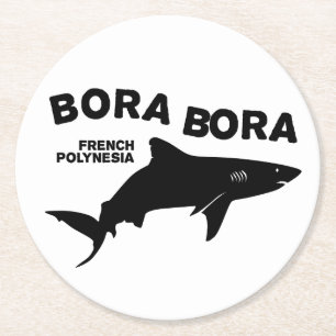 Dessous-de-verre Rond En Papier Plongée De Requin À Bora Bora