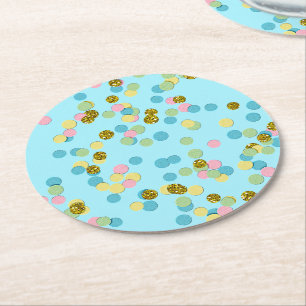 Dessous-de-verre Rond En Papier Points Confetti modernes colorés et agréables