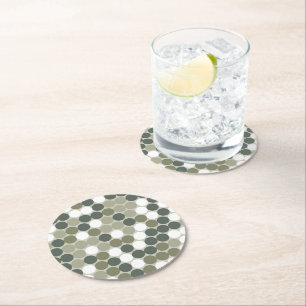 Dessous-de-verre Rond En Papier Points rétro verts