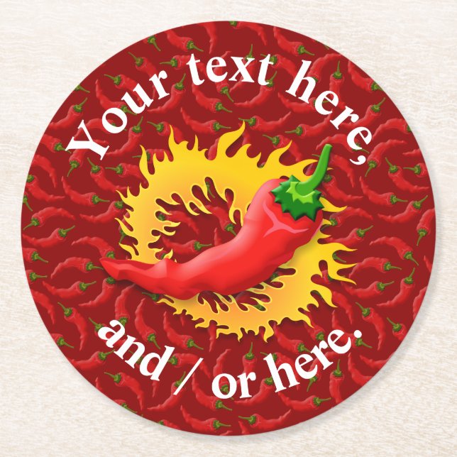 Dessous-de-verre Rond En Papier Poivre avec flamme (Devant)