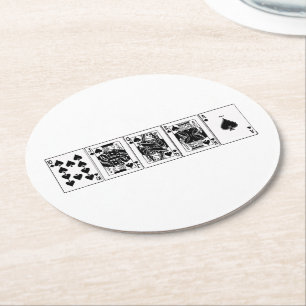 Dessous-de-verre Rond En Papier Poker nuit de casino Quinte flush royale pique