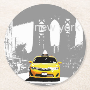 Dessous-de-verre Rond En Papier Pop Art Modèle Ny Nyc New York City Brooklyn