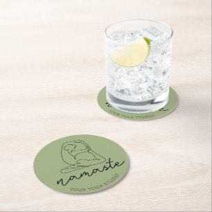 Dessous-de-verre Rond En Papier Pose de Yoga minimaliste Personnaliser