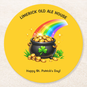 Dessous-de-verre Rond En Papier Pot d'or modifiable Saint-Patrick