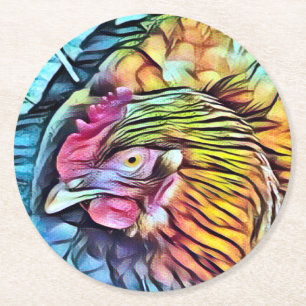 DESSOUS-DE-VERRE ROND EN PAPIER POULET