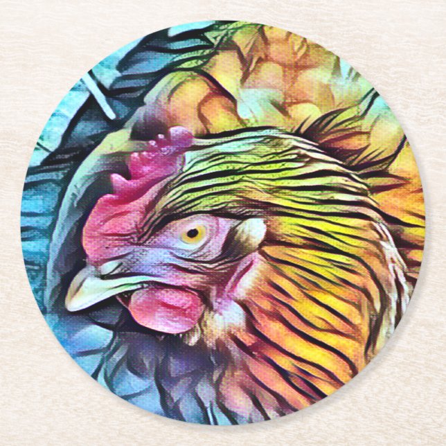 DESSOUS-DE-VERRE ROND EN PAPIER POULET (Devant)