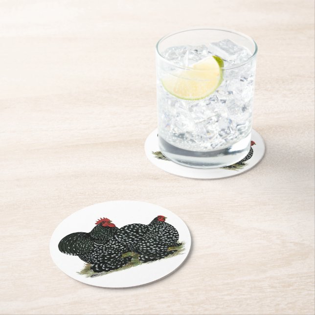 Dessous-de-verre Rond En Papier Poulets en coton (En situation)