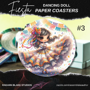 Dessous-de-verre Rond En Papier Poupée dansante Fiesta (#3) Sets de dessous de ve