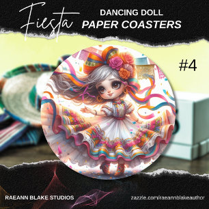 Dessous-de-verre Rond En Papier Poupées dansantes Fiesta (#4) Sets de dessous de