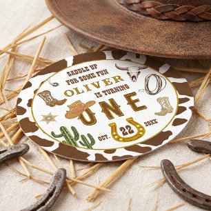 Dessous-de-verre Rond En Papier Premier Rodéo Fête d'anniversaire Cowboy Western G