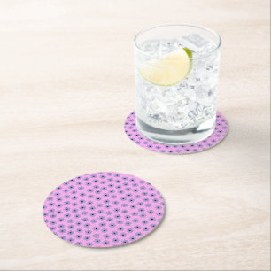 Dessous-de-verre Rond En Papier Preppy Purple Bleu Botanique Petit Motif Fleur