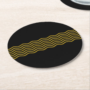 Dessous-de-verre Rond En Papier Pretty Waves or + votre backgr, texte & idées