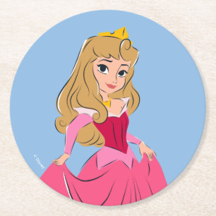 Dessous-de-verre Rond En Papier Princesse Aurora Plutôt en rose