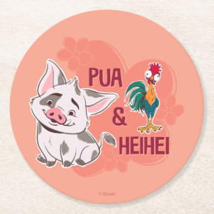 Dessous-de-verre Rond En Papier Pua & Heihei Nom floral Graphique