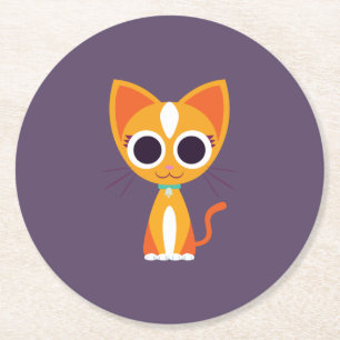 Dessous-de-verre Rond En Papier Purrl le chat