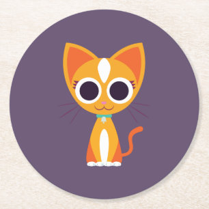 Dessous-de-verre Rond En Papier Purrl le chat