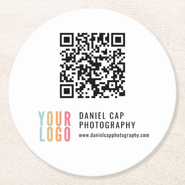 Dessous-de-verre Rond En Papier QR Code Custom Logo Business Coasters (Devant)