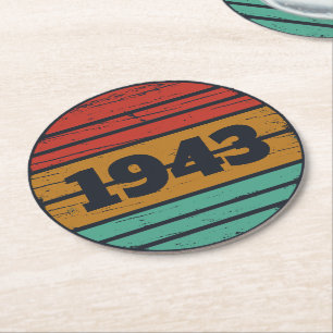Dessous-de-verre Rond En Papier Quatre-vingts ans vintages personnalisés 80e anniv