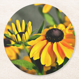 Dessous-de-verre Rond En Papier Rayon Golden Black Eyed Susan Rudbeckias