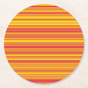 Dessous-de-verre Rond En Papier Rayures Orange Rouge Jaune