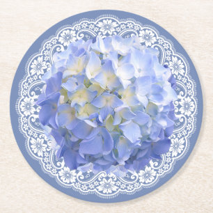 Dessous-de-verre Rond En Papier Réception de mariage blanche de partie de dentelle
