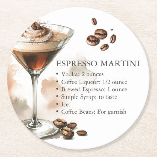 Dessous-de-verre Rond En Papier Recette de Martini Espresso