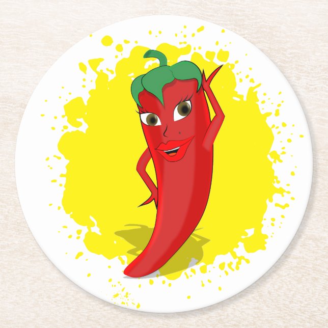 Dessous-de-verre Rond En Papier Red Hot Pepper Diva Paint Splatter (Devant)