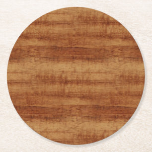 Dessous-de-verre Rond En Papier Regard du bois de grain d'acacia bouclé de Koa