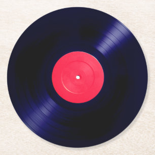 Dessous-de-verre Rond En Papier Regard rouge de faux de vinyle d'étiquette