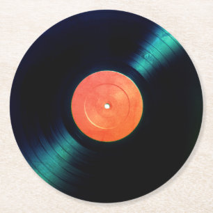 Dessous-de-verre Rond En Papier Regard rouge de faux de vinyle d'étiquette