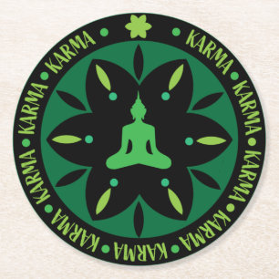 Dessous-de-verre Rond En Papier Religion bouddhiste karma - Bouddhisme Six Sages