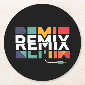 Dessous-de-verre Rond En Papier Remix Audio | DJ Music Retro Geometric Graphic
