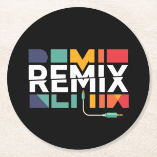Dessous-de-verre Rond En Papier Remix Audio Graphisme Géométrique Rétro Musique
