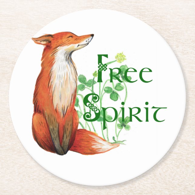 Dessous-de-verre Rond En Papier renard d'esprit libre (Devant)