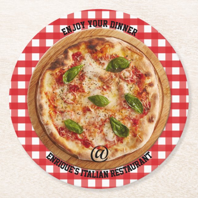 Dessous-de-verre Rond En Papier Restaurant italien Pizza Dessous de verre (Devant)