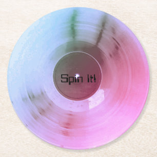 Dessous-de-verre Rond En Papier Rétro couverture de vinyle métallique coloré