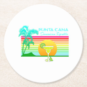 Dessous-de-verre Rond En Papier Rétro margarita de Punta Cana de plage