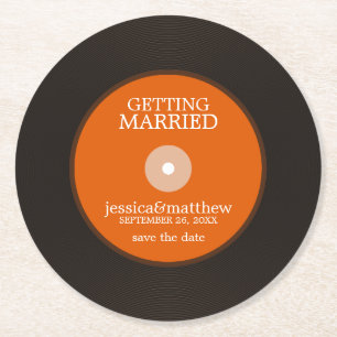 Dessous-de-verre Rond En Papier Retro Vinyl Enregistrement mariage Enregistrer la 