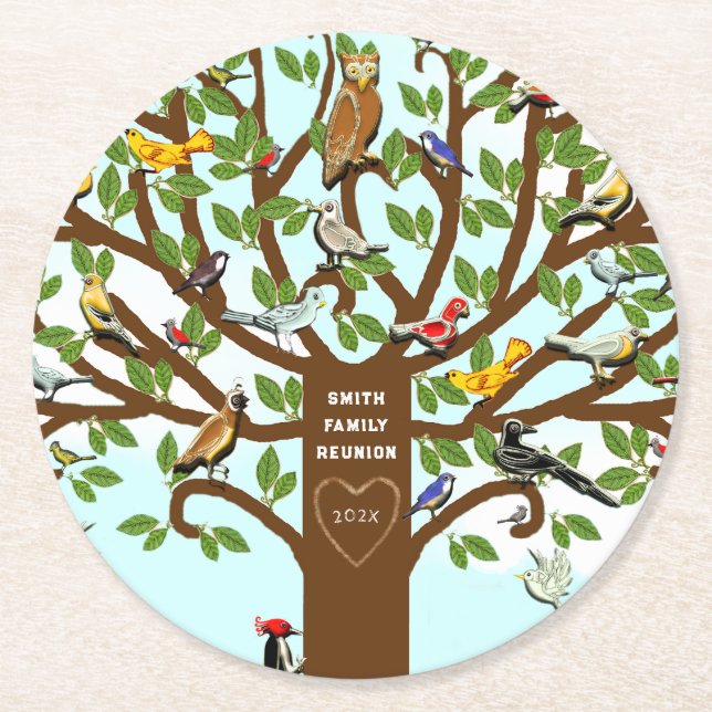 Dessous-de-verre Rond En Papier Réunion familiale personnalisée (Devant)