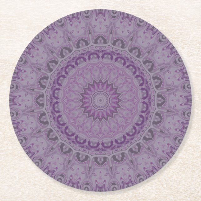 Dessous-de-verre Rond En Papier Rêve d'aquarelle Mandala dans les tons violets (Devant)