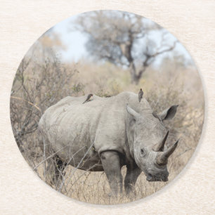 Dessous-de-verre Rond En Papier Rhino blanc
