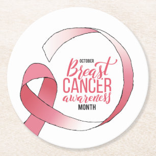 Dessous-de-verre Rond En Papier Ribbon de dessin du cancer du sein rose Mois BCA