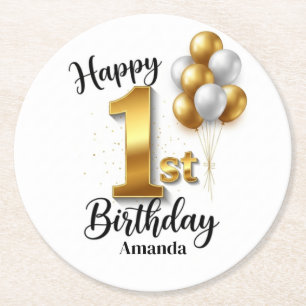 Dessous-de-verre Rond En Papier Rondelles de papier rondes pour 1er anniversaire B