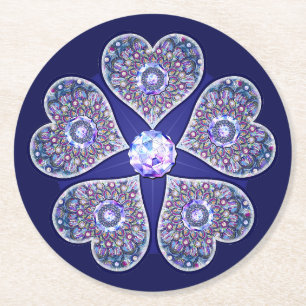 Dessous-de-verre Rond En Papier Rosace bleu ou rouge pour bébé&enfant