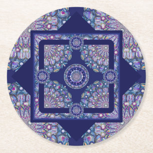 Dessous-de-verre Rond En Papier Rosace bleue