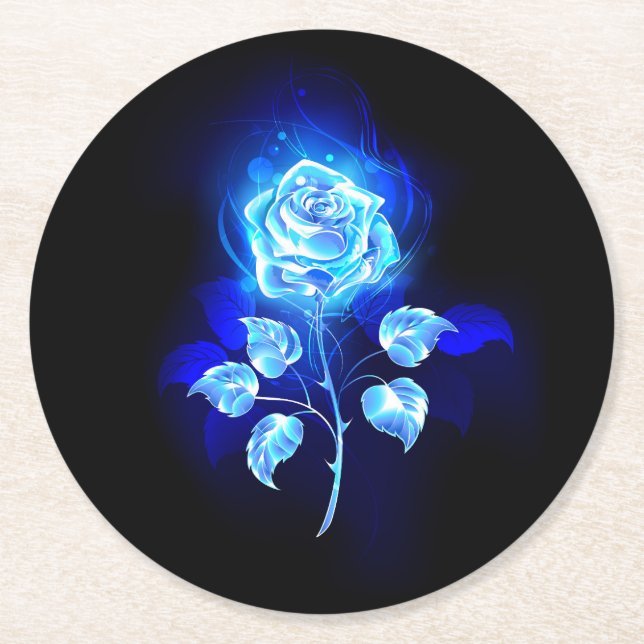 Dessous-de-verre Rond En Papier Rose bleu brûlant (Devant)